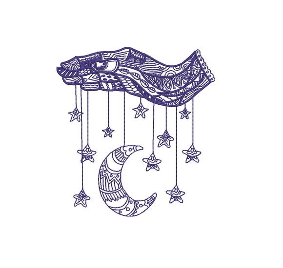 Matriz de Bordado Mão Segurando Estrelas