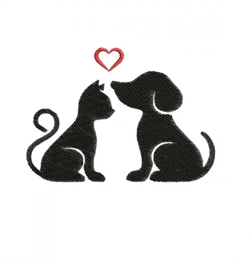 Matriz de Bordado Amor Entre Cão e Gato