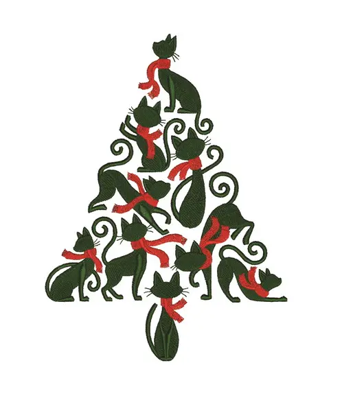 Matriz de Bordado Arvore de Natal 02 Gatos