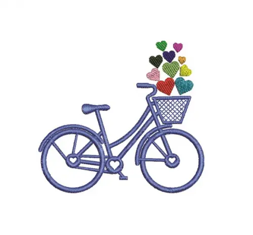 Matriz de bordado Bicicleta 01 Corações