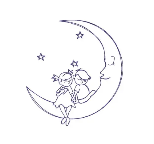 Matriz de bordado Casal na Lua