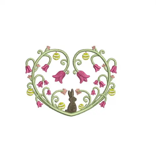 Matriz de Bordado Coração Floral 01