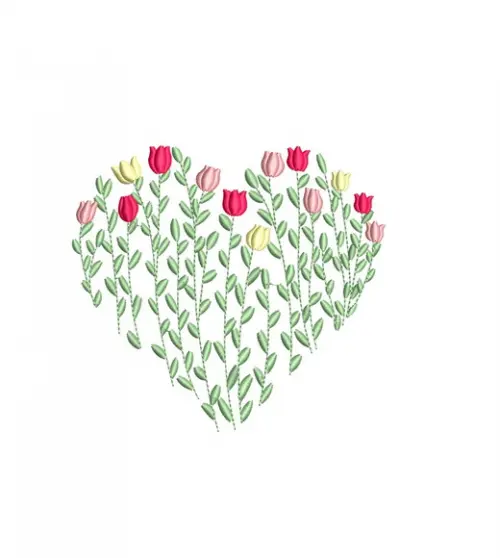 Matriz de Bordado Coração Floral 02