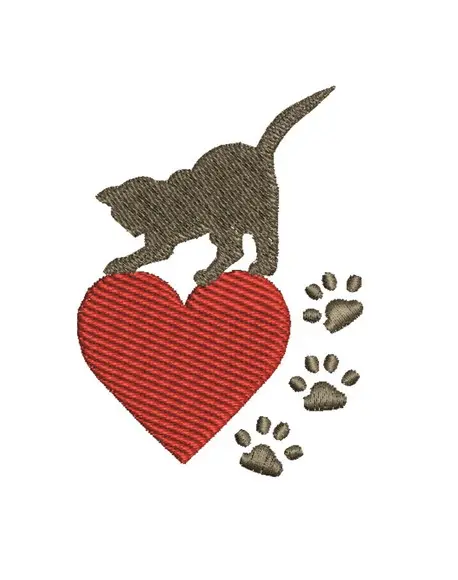 Matriz de Bordado Gato com Coração