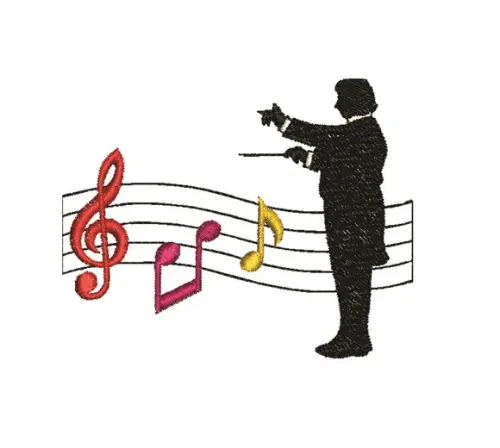 Matriz de Bordado Regência Coral e Notas Musicais