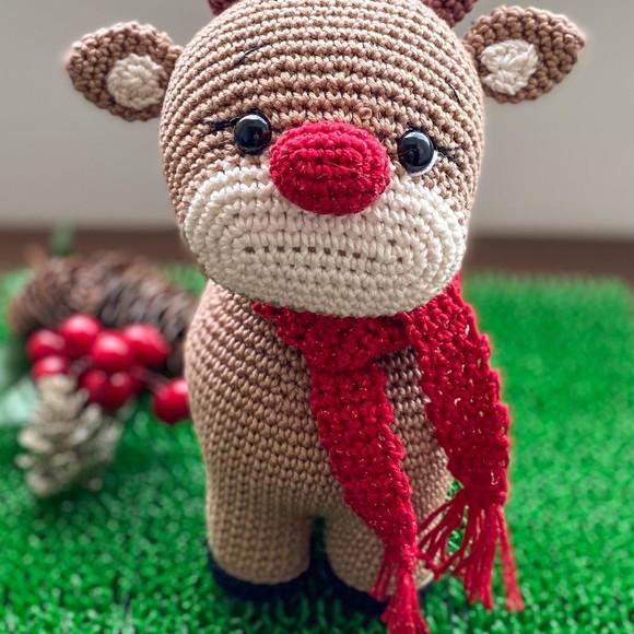 Rena Amigurumi de crochê decoração de natal feita à mão