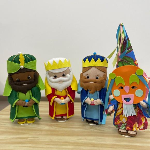 Reis Magos e Bastião de feltro decoração Festa Folia de Reis