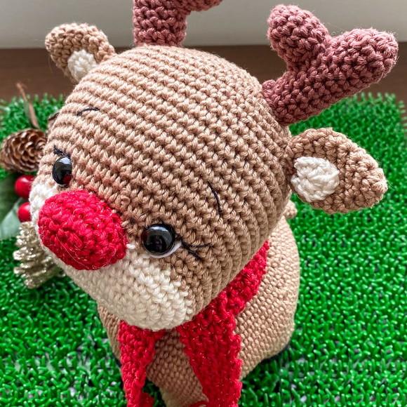 Rena Amigurumi de crochê decoração de natal feita à mão