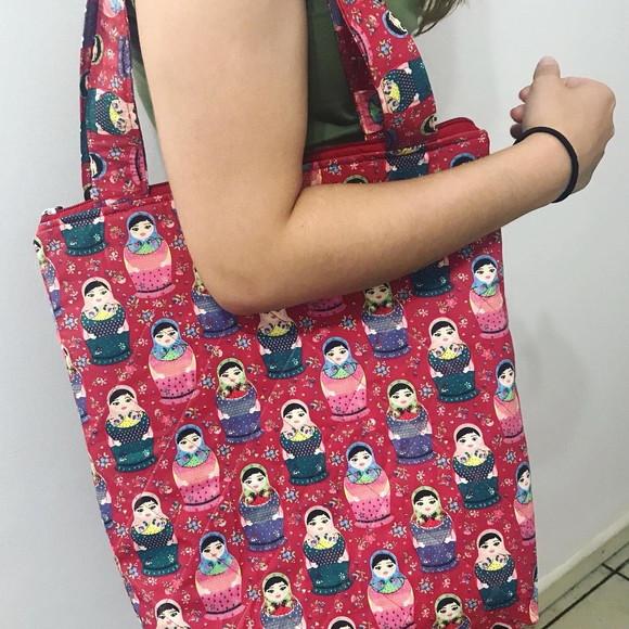 Sacola de Tecido com Zíper presente artesanal