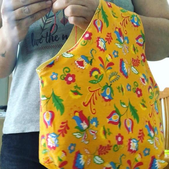Sacola de Tecido presente crocheteiras feito à mão