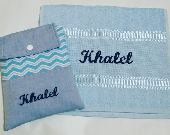 Sacolinha Higiene de Tecido Personalizada com Toalha