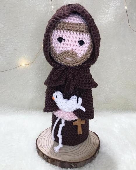 São Francisco de Assis Amigurumi de crochê presente artesanal c