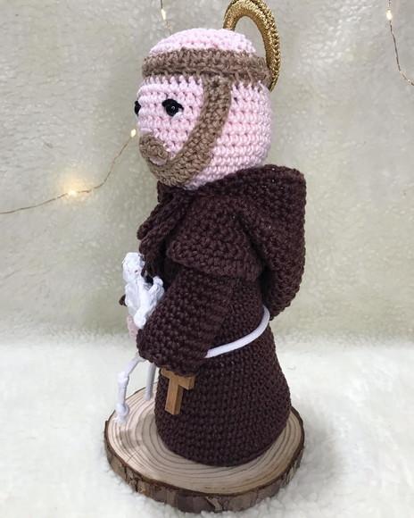 São Francisco de Assis Amigurumi de crochê presente artesanal c