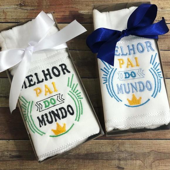 Toalha de Mão Bordada Presente artesanal Dia dos Pais