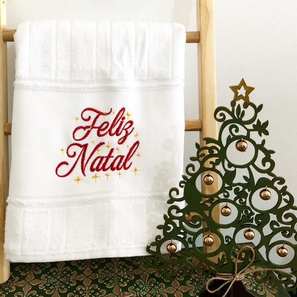 Toalha de Rosto Bordada Presente artesanal de Natal