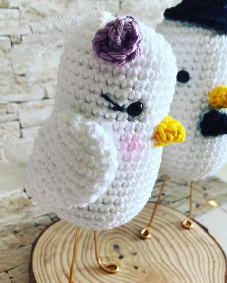 Topo de Bolo Passarinhos Amigurumi em crochê