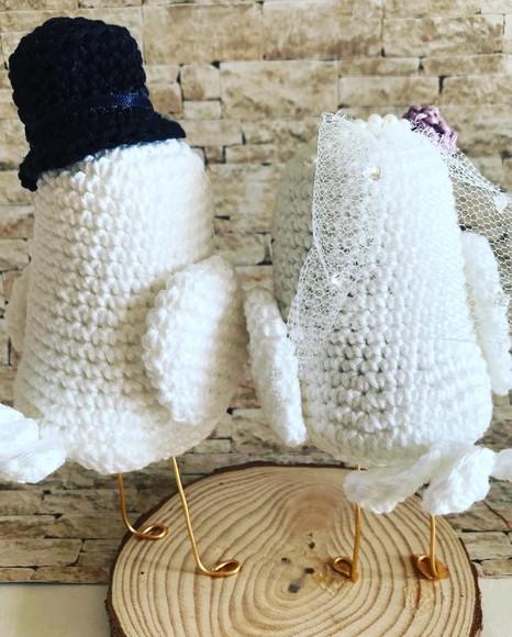 Topo de Bolo Passarinhos Amigurumi em crochê
