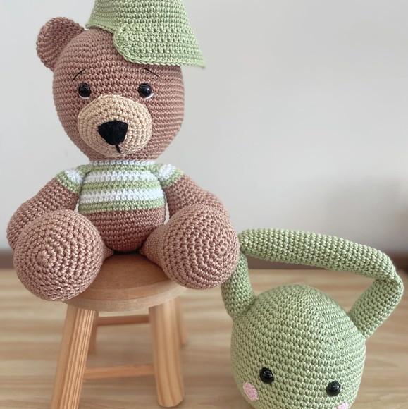 Urso Crossfit amigurumi de crochê presente feito à mão