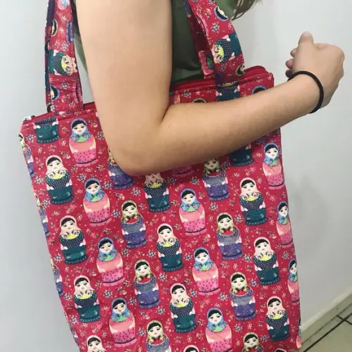 Sacola de Tecido com Zíper presente artesanal