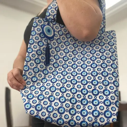 Sacola de Tecido Olho Grego presente feito à mão