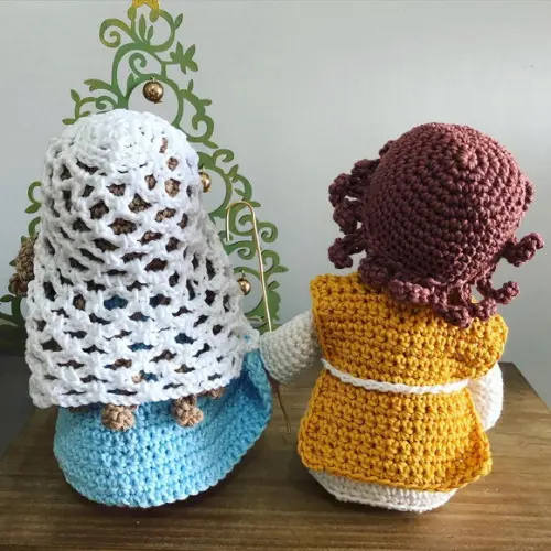 Sagrada Família Amigurumi de crochê decoração de natal
