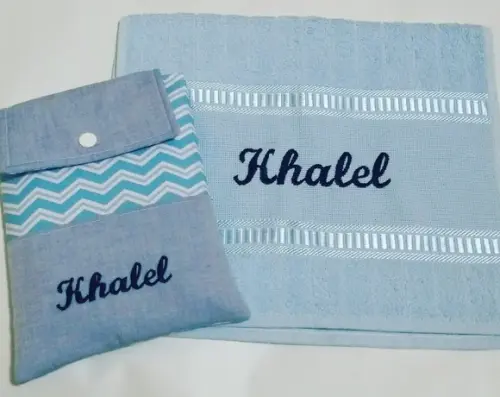 Sacolinha Higiene de Tecido Personalizada com Toalha
