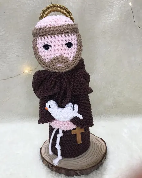 São Francisco de Assis Amigurumi de crochê presente artesanal católicos