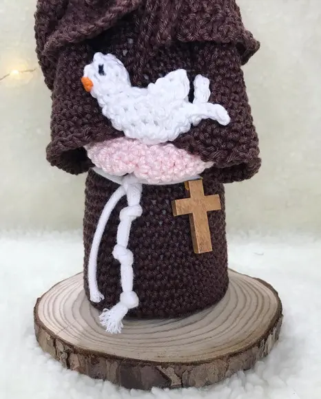 São Francisco de Assis Amigurumi de crochê presente artesanal c