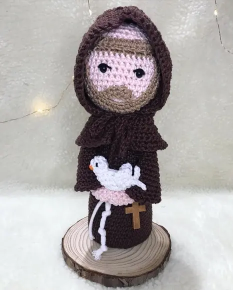 São Francisco de Assis Amigurumi de crochê presente artesanal c