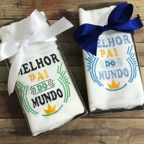 Toalha de Mão Bordada Presente artesanal Dia dos Pais