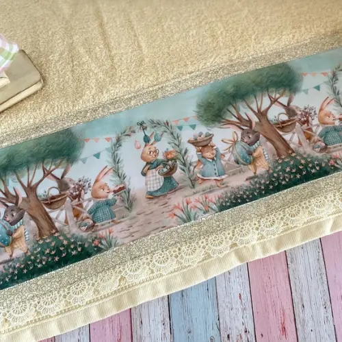 Toalha de Rosto com Barrado presente artesanal de páscoa