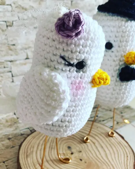Topo de Bolo Passarinhos Amigurumi em crochê