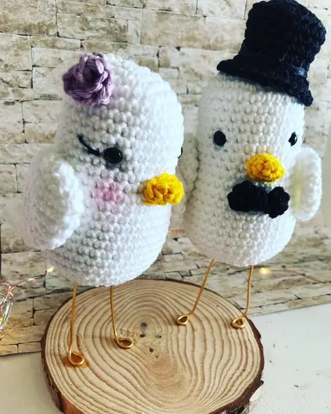 Topo de Bolo Passarinhos Amigurumi em crochê