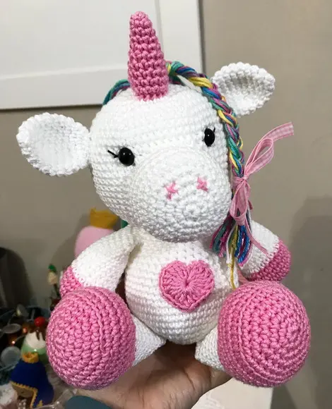 Unicórnio Amigurumi de crochê presente para bebês e crianças