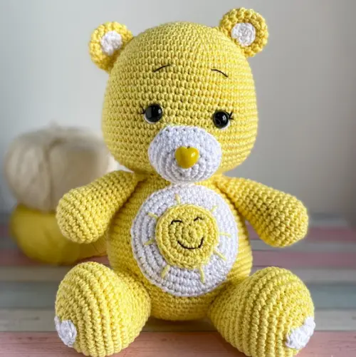 Ursinho Carinhoso Sol Amigurumi de crochê presente afetivo