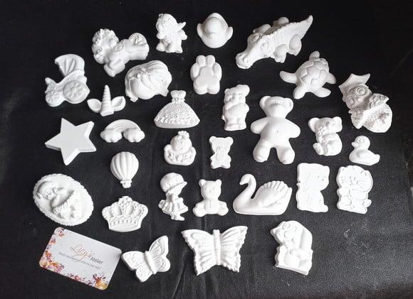 Kit Infantil 70 Peças Gesso Cru Sortidas Par Colorir/pintar