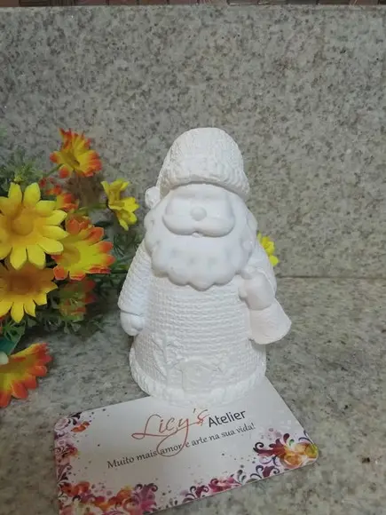 Kit 3 Peças de Gesso Papai Noel