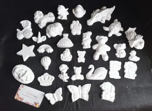 Kit Infantil 70 Peças Gesso Cru Sortidas Par Colorir/pintar
