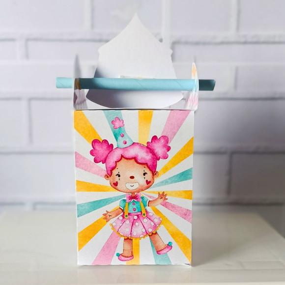 Caixa Canudo Clássica Circo Rosa