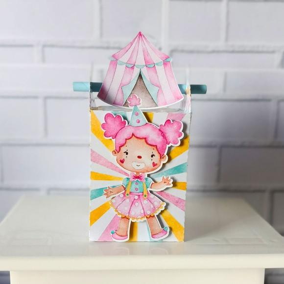 Caixa Canudo Clássica Circo Rosa