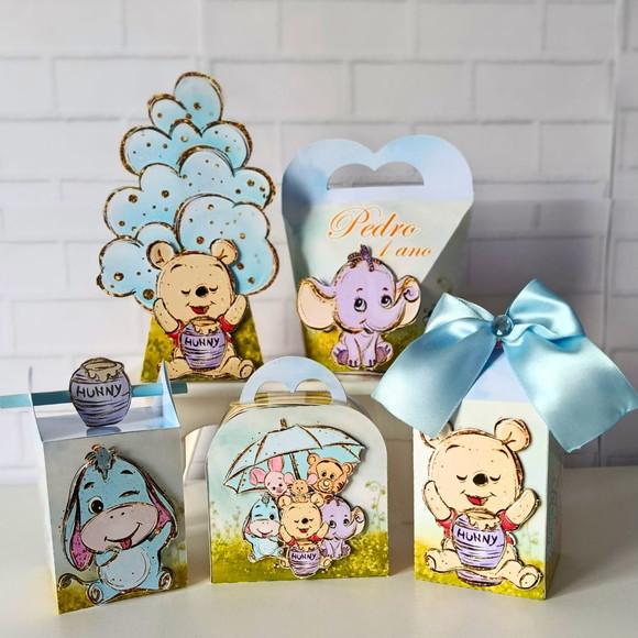 Kit Festa Clássico Ursinho Pooh Cute Aquarela 25 Peças