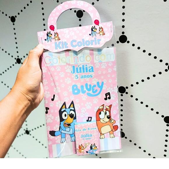 Livrinho de Colorir- Bluey Rosa com Giz de Cera
