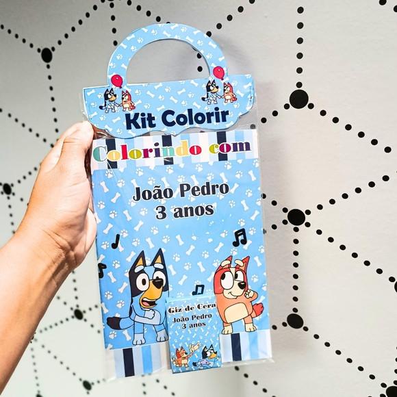 Livrinho de Colorir- Bluey Azul com Giz de Cera