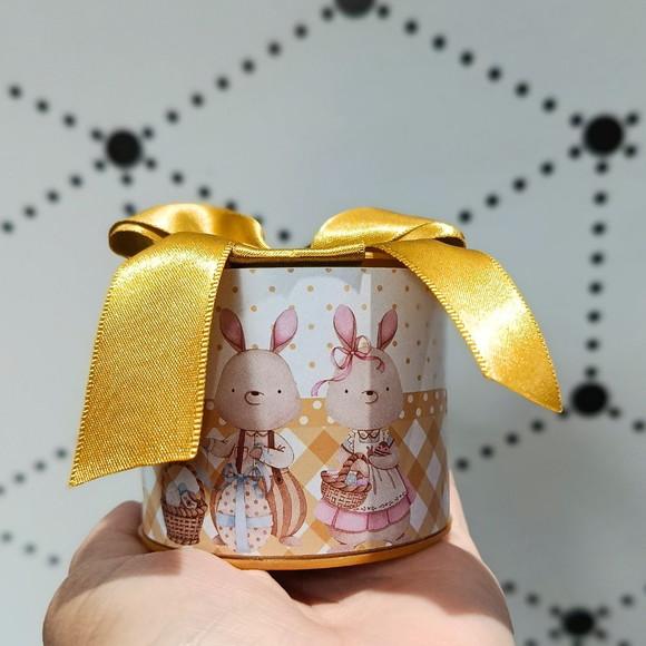Mini Tubolatas 5x6 Personalizadas Páscoa Coelhinhos Dourado