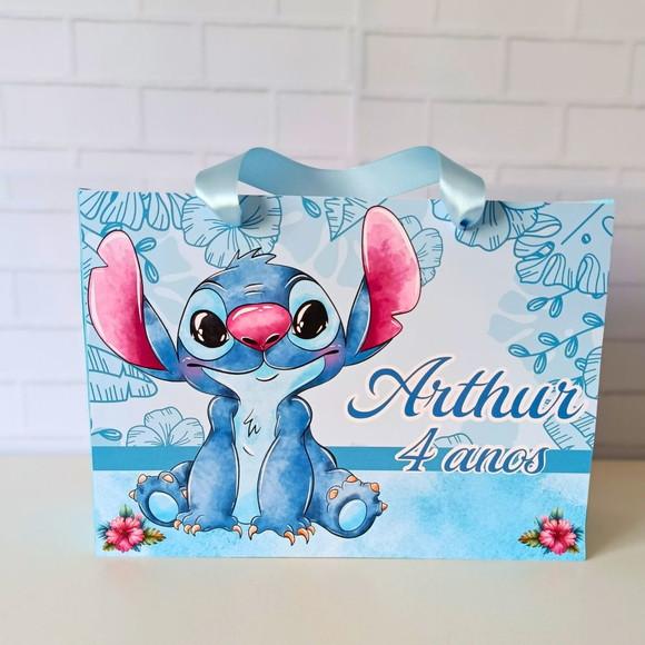 Sacola Personalizada Grande Stitch Azul