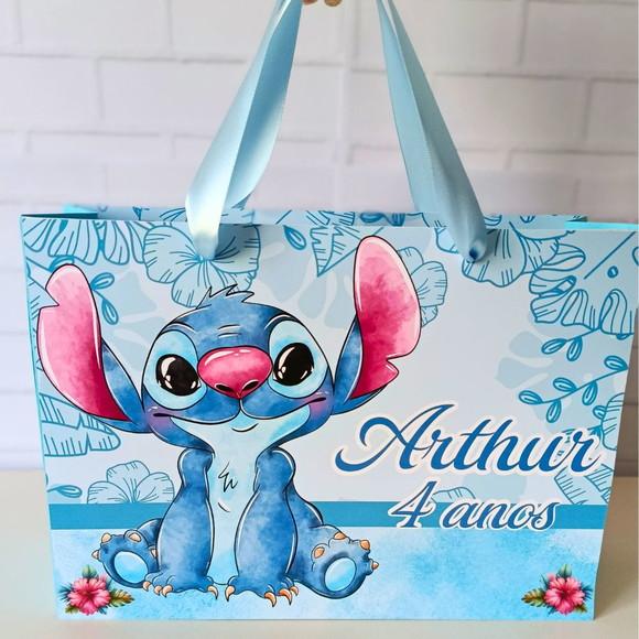Sacola Personalizada Grande Stitch Azul