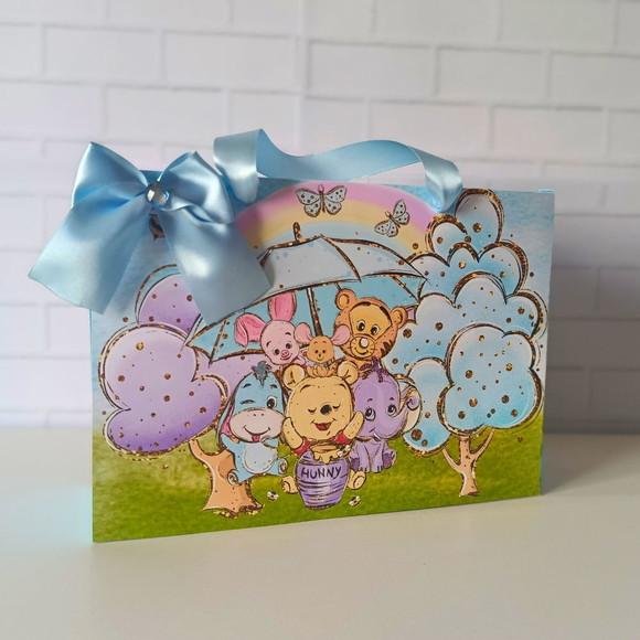Sacola Personalizada( G ) Ursinho Pooh Cute Aquarela