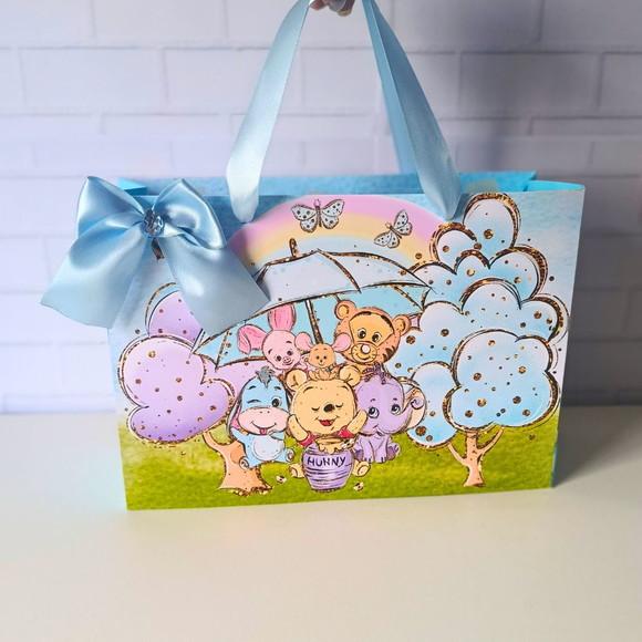 Sacola Personalizada( G ) Ursinho Pooh Cute Aquarela