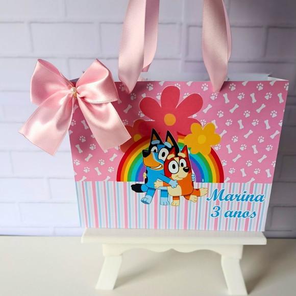 Sacolinha Personalizada (m 20x15 ) Bluey Rosa