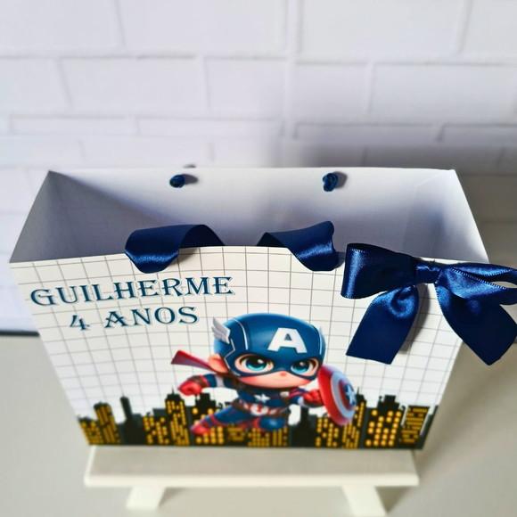 Sacolinha Personalizada (m 20x15 ) Capitão América Cute